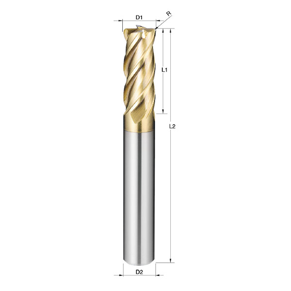 CARBIDE END MILL 4F 1/2″ CORNER RADIUS 0.020 WITH G-PLUS COATING
