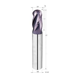 CARBIDE END MILL BALL NOSE TiALN 4FT 1/2″
