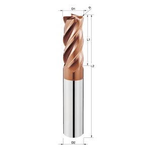 CARBIDE END MILL VARIABLE HELIX 4F 3/8″ CORNER RADIUS 0.020, i8 COATING
