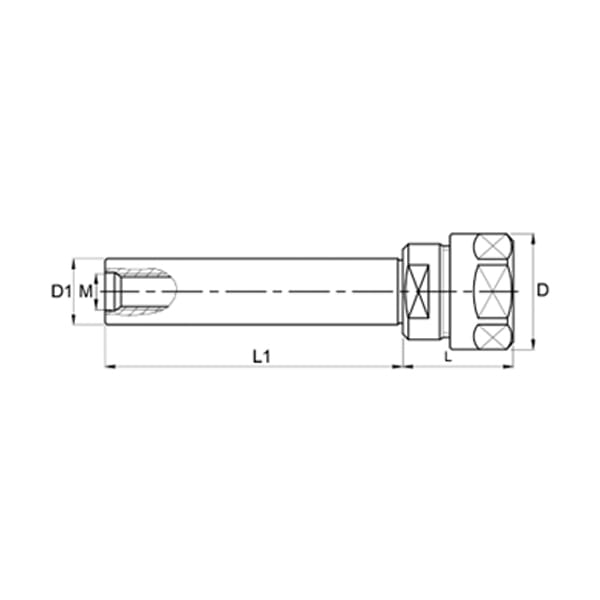 STRAIGHT SHANK ER16-HEX COLLET CHUCK EXTENSION C1"x5" Plain Shank - Image 2