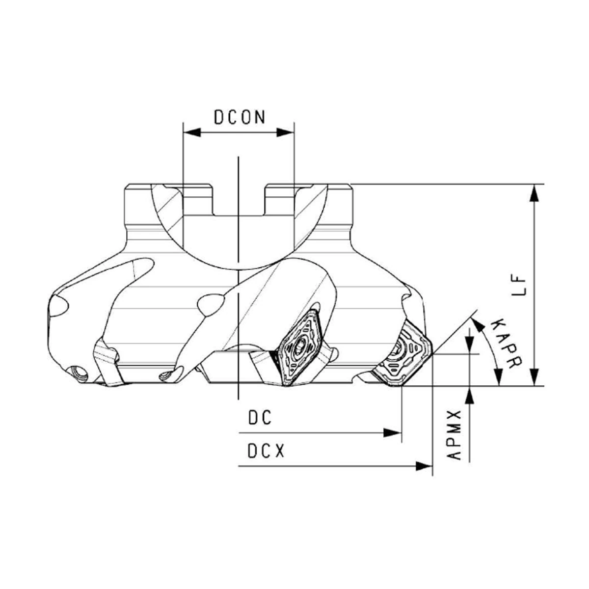 2″ × 45 Degree Indexable Face Mill for SEET12T3 Inserts – 4 Pocket - Image 2