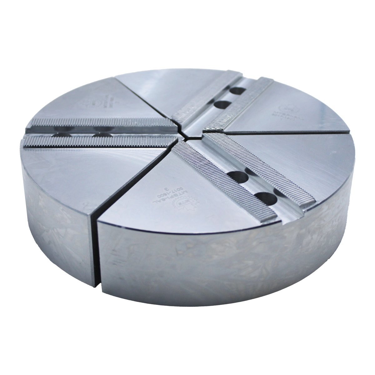 8" x 2" Aluminum Pie Jaws – 1.5 mm × 60° Serration, Full Grip